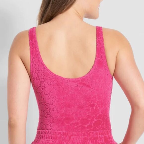 Modcloth I Want Velour Velour Velour Bodysuit Floral Texture Fuchsia Hot Pink M - Picture 5 of 13